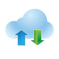 Cloud icon with arrows in color. Computing data storage vector