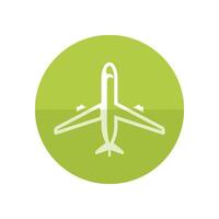 Airplane icon in flat color circle style. Aviation transportation travel passenger commercial vector