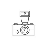 Old camera icon in thin outline style vector