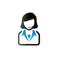 Female receptionist icon in duo tone color. Call center support vector