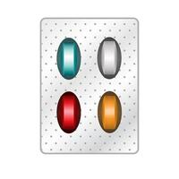 Pills icon in color. Vitamin medicine drugs vector