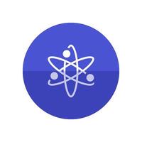 átomo estructura icono en plano color circulo estilo. Ciencias tecnología colegio Universidad educación molécula partículas vector