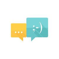 Chat sign icon in flat color style. Communication conversation social business media global vector