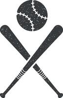 baseball bat and ball vector icon illustration with stamp effect