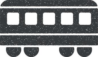 Railway Car, Train, City Passenger transport vector icon illustration with stamp effect