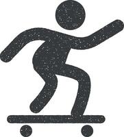 skateboarding vector icon illustration with stamp effect