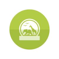 Zoo gate icon in flat color circle style. Animal park jungle safari vector