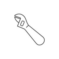 Adustable wrench icon in thin outline style vector