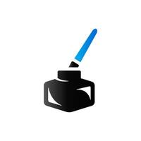 Ink pot icon with brush in duo tone color. vector