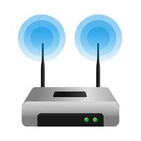 Internet router icon in color. Connection data networking vector