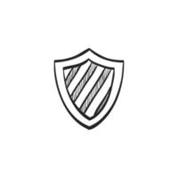 Hand drawn sketch icon shield stripe vector