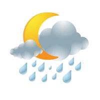 Weather overcast rainy icon in color. forecast night raining cloudy cold vector