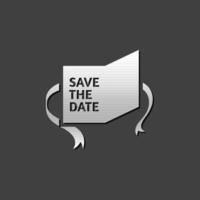 Wedding card icon in metallic grey color style. Save the date vector