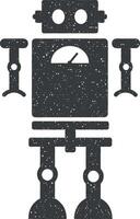 Toy robot vector icon illustration with stamp effect