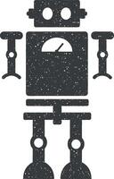 Toy robot vector icon illustration with stamp effect