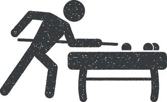 billiard player vector icon illustration with stamp effect