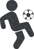 Soccer player with ball vector icon illustration with stamp effect