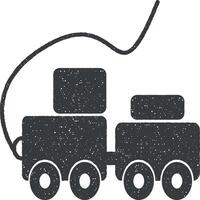 toy train with blocks vector icon illustration with stamp effect