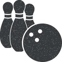 bowling and bowling ball vector icon illustration with stamp effect