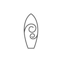 Surf board icon in thin outline style vector