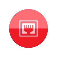 Local area connector icon in flat color circle style. Computer network internet connection broadband infrastructure vector