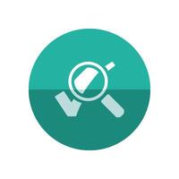 Magnifier check mark icon in flat color circle style. Zoom find locate approved decisions voting vector