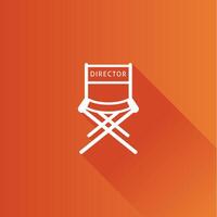 Office chair flat color icon long shadow vector illustration