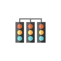 Red light sign icon in flat color style. Traffic road signal stoplight street vector