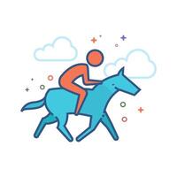 Horse riding icon flat color style vector illustration
