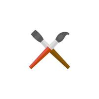 Paint brushes icon in flat color style. Artist, painting, drawing, artwork vector