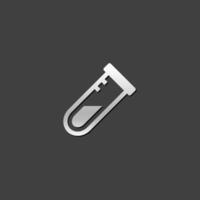 Test tube icon in metallic grey color style.Laboratory medical science pharmacy vector