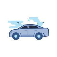 Car icon in outlined flat color style. Vector illustration.