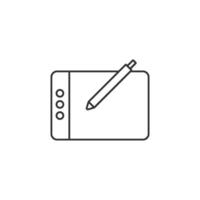 Drawing tablet icon in thin outline style vector