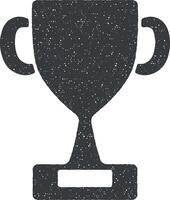 Winner trophy cup vector icon illustration with stamp effect