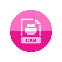 Cab file format icon in flat color circle style. Compressed office file data computer vector