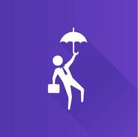 Businessman umbrella flat color icon long shadow vector illustration