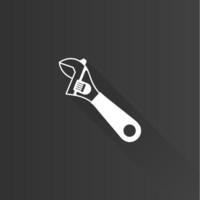 adjustable wrench flat color icon long shadow vector illustration