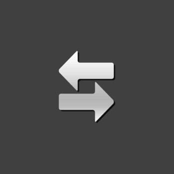 Arrows icon in metallic grey color style. Communication data traffic vector