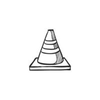 Hand drawn sketch icon road sign cone vector