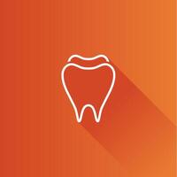Tooth flat color icon long shadow vector illustration