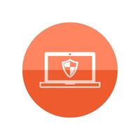 Laptops icon in flat color circle style. Electronic computer network antivirus malware adware virus detection vector