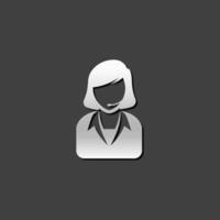 Female receptionist icon in metallic grey color style. Call center support vector