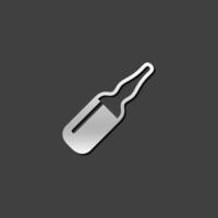 Ampule icon in metallic grey color style. Vaccine serum medicine vector