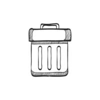 Hand drawn sketch icon trash bin vector