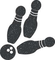 bowling vector icon illustration with stamp effect