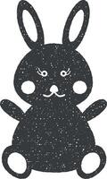 plush bunny toy vector icon illustration with stamp effect