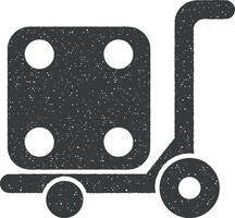 Forklift, logistic, pump truck vector icon illustration with stamp effect