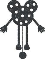 doll toy on a string vector icon illustration with stamp effect