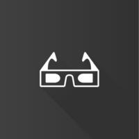 3D glasses flat color icon long shadow vector illustration