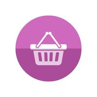 Shopping basket icon in flat color circle style. Buying, ecommerce vector